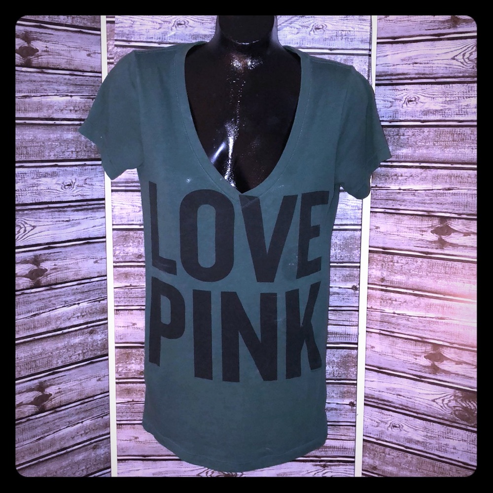 🌴VICTORIA SECRET PINK•XS-VNECK-SHORT SLEEVE